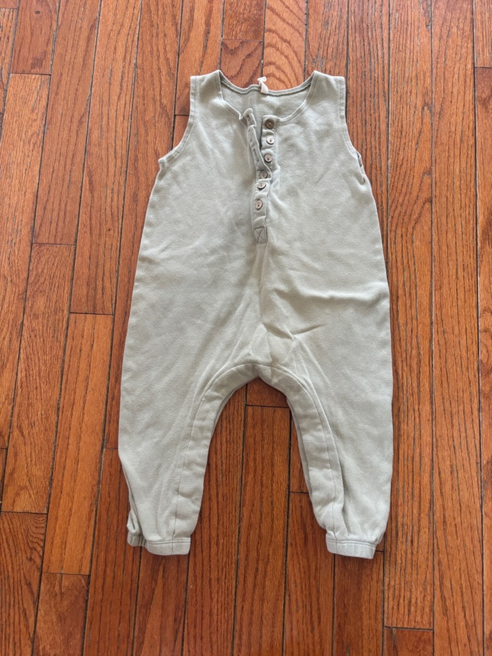 Quincy Mae Sage Green Sleeveless Cotton Romper